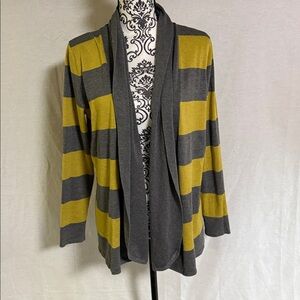 Neiman Marcus Yellow and Gray Rayon open front Cardigan Butter Soft EUC Medium